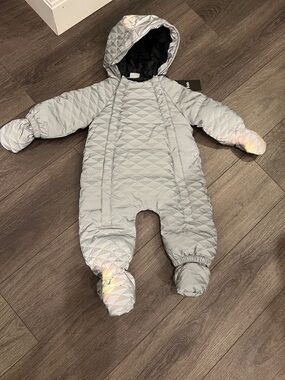Kith Reflective Light Gray Infant Puffer Snowsuit